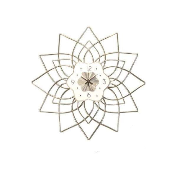 Moderni metallinen seinäkello ruusuke-muotoilulla