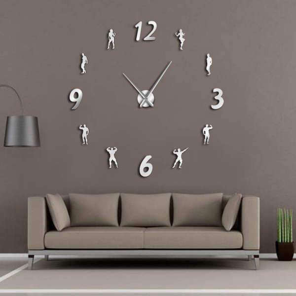 Kehonrakennus-aiheinen DIY seinätarra kello