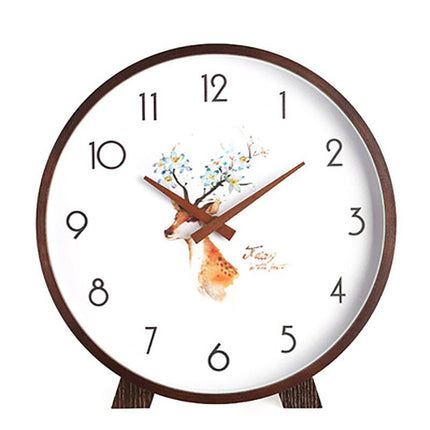 Minimalistinen pyöreä pöytäkello puukehyksellä