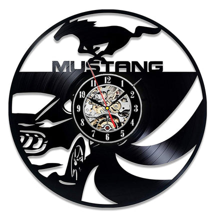 Mustang-auto vinyylilevy seinäkello