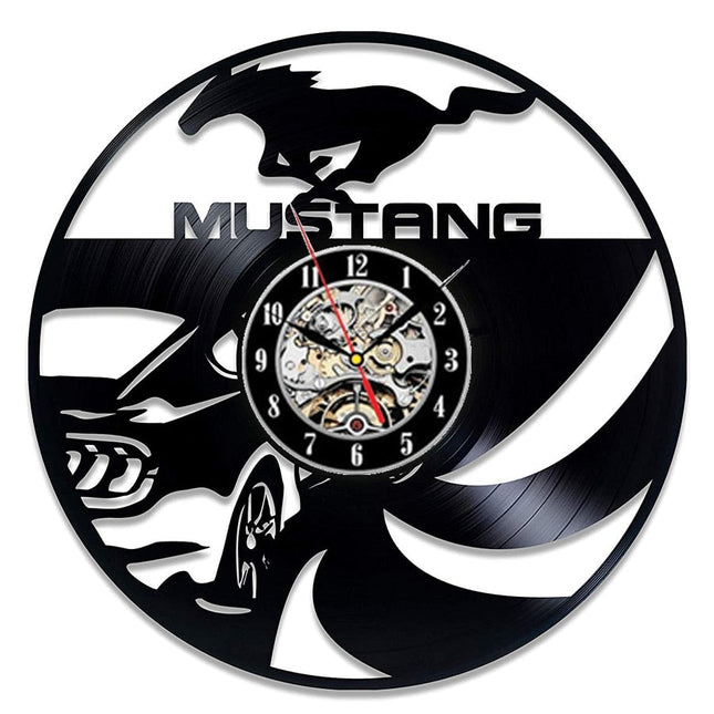 Mustang-auto vinyylilevy seinäkello