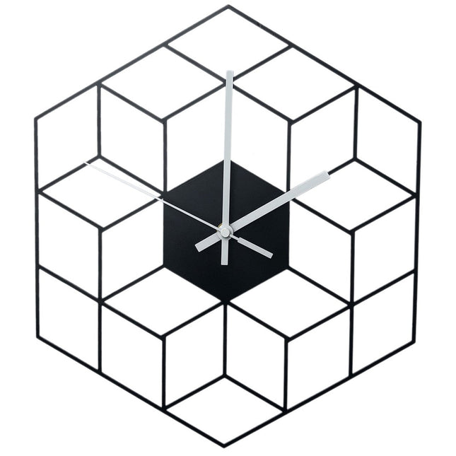 Kultainen geometrinen kuutio seinäkello