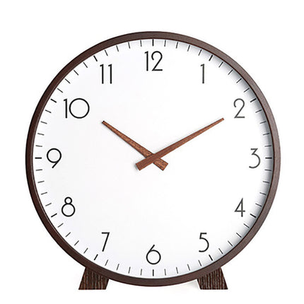 Minimalistinen pyöreä pöytäkello puukehyksellä