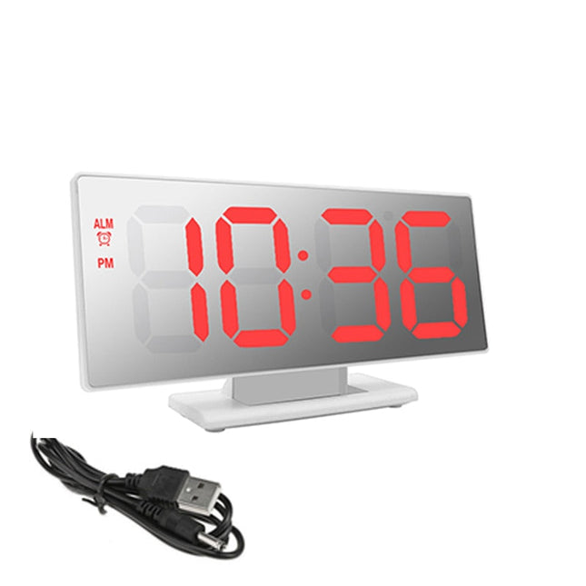 Digitaalinen LED-herätyskello peilipinnalla