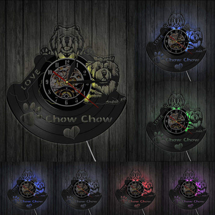 Chow Chow koira vinyylilevy seinäkello