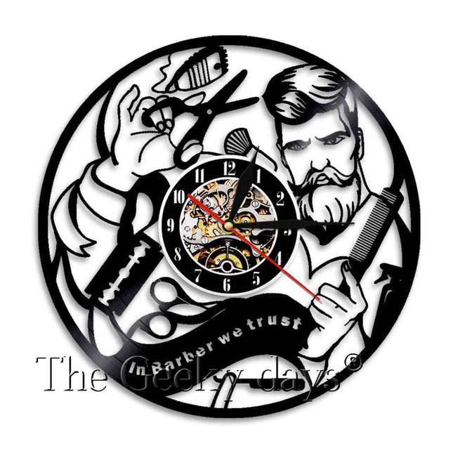 Barber Shop vinyylilevy seinäkello