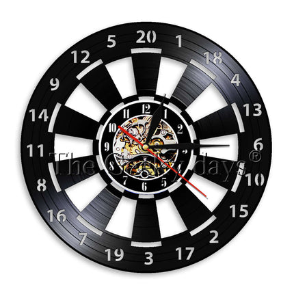 Darts-aiheinen vinyylilevy seinäkello