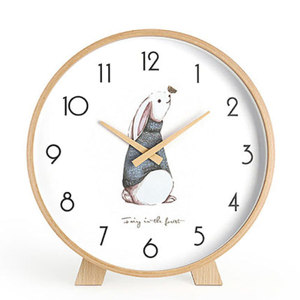 Minimalistinen pyöreä pöytäkello puukehyksellä