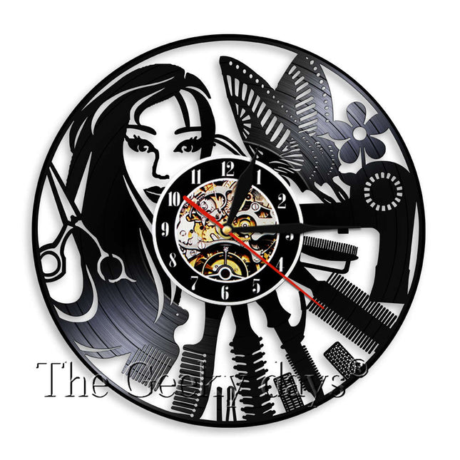 Barber Shop vinyylilevy seinäkello