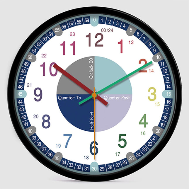 Värikäs opetuskello kellon oppimiseen