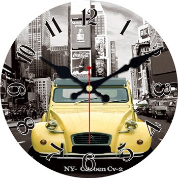 Pariisi-aiheinen retro-seinäkello autolla