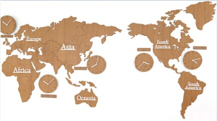 Maailmankartta seinäkello usealla aikavyöhykkeellä