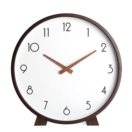 Minimalistinen pyöreä pöytäkello puukehyksellä