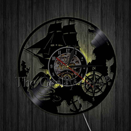 Merihenkinen ankkuri vinyylilevy seinäkello