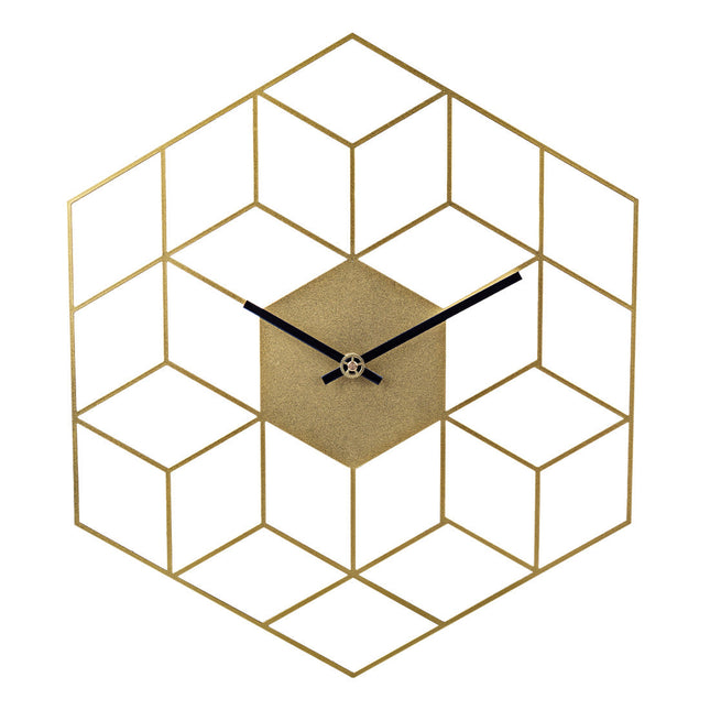 Kultainen geometrinen kuutio seinäkello