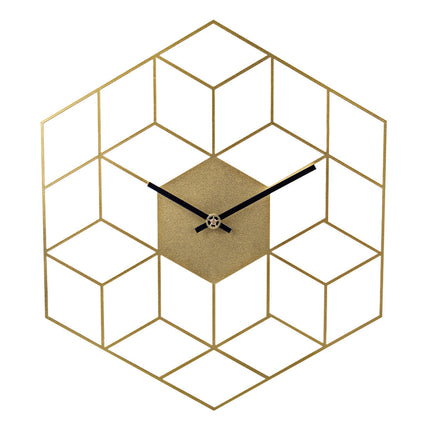 Kultainen geometrinen kuutio seinäkello