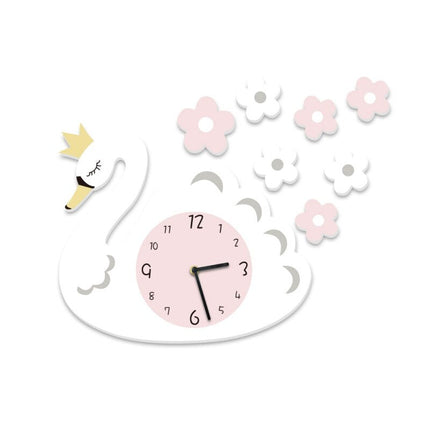 Joutsen-seinäkello kruunulla lastenhuoneeseen