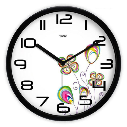 Moderni seinäkello värikkäällä kukkakuviolla