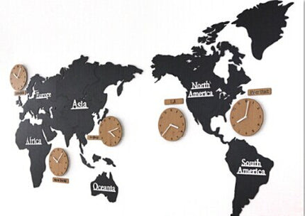 Maailmankartta seinäkello usealla aikavyöhykkeellä