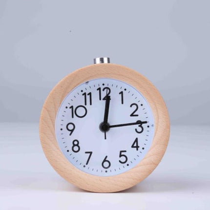 Pyöreä puinen herätyskello yöpöydälle