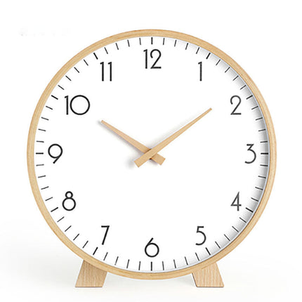 Minimalistinen pyöreä pöytäkello puukehyksellä