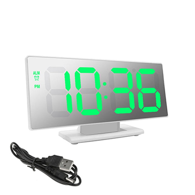 Digitaalinen LED-herätyskello peilipinnalla