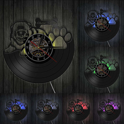 Chow Chow koira vinyylilevy seinäkello