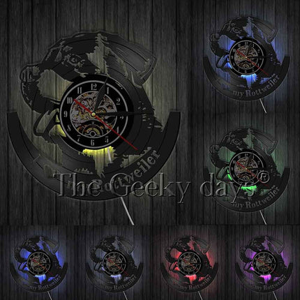 Rottweiler koira vinyylilevy seinäkello