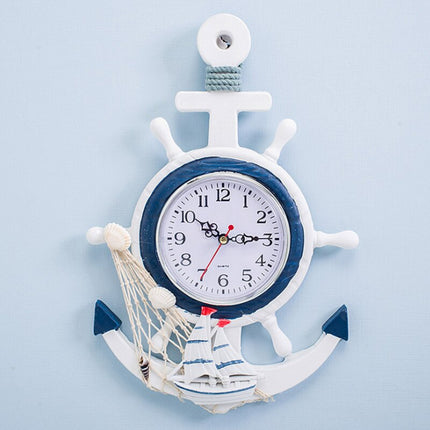 Meriaiheinen ankkuri seinäkello puusta