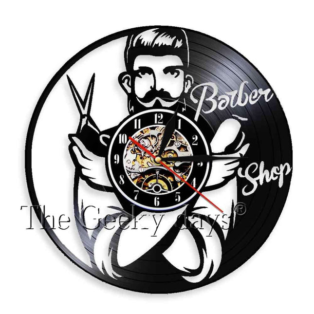 Barber Shop vinyylilevy seinäkello