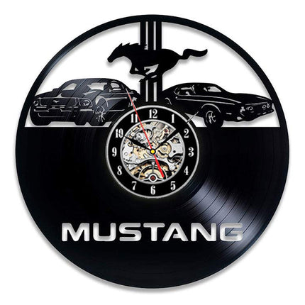 Mustang-auto vinyylilevy seinäkello