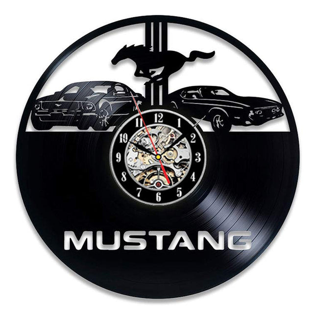 Mustang-auto vinyylilevy seinäkello