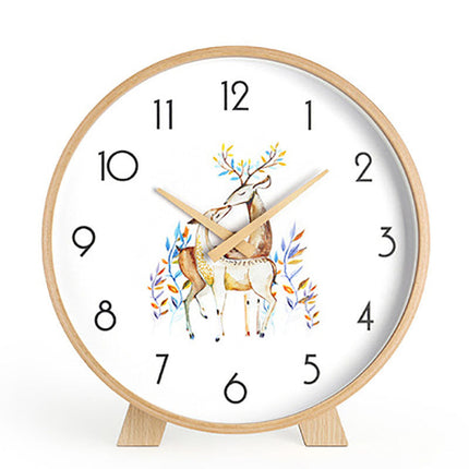 Minimalistinen pyöreä pöytäkello puukehyksellä