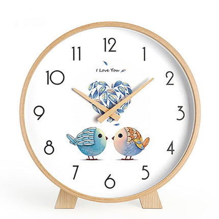 Minimalistinen pyöreä pöytäkello puukehyksellä