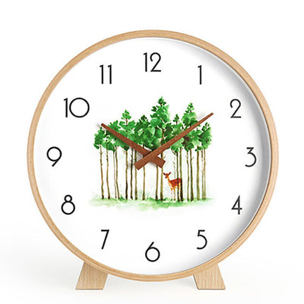 Minimalistinen pyöreä pöytäkello puukehyksellä