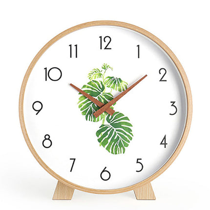 Minimalistinen pyöreä pöytäkello puukehyksellä
