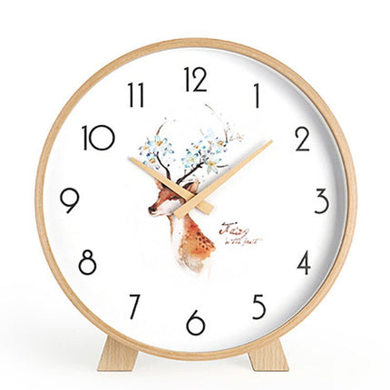 Minimalistinen pyöreä pöytäkello puukehyksellä