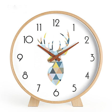 Minimalistinen pyöreä pöytäkello puukehyksellä