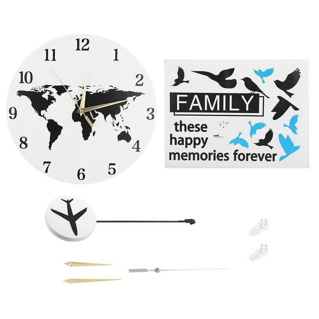 Maailmankartta-seinäkello lentokoneheilurilla