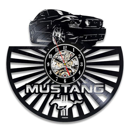 Mustang-auto vinyylilevy seinäkello