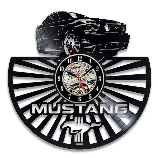 Mustang-auto vinyylilevy seinäkello