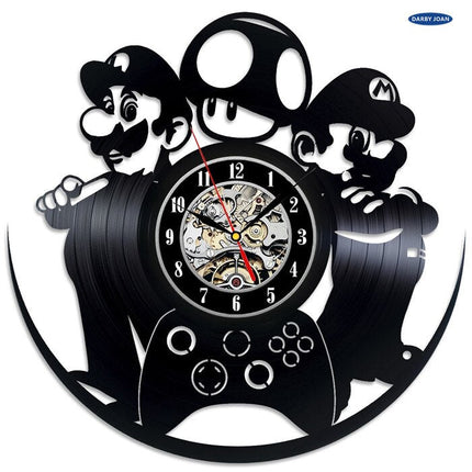 Super Mario gamer vinyylilevy seinäkello