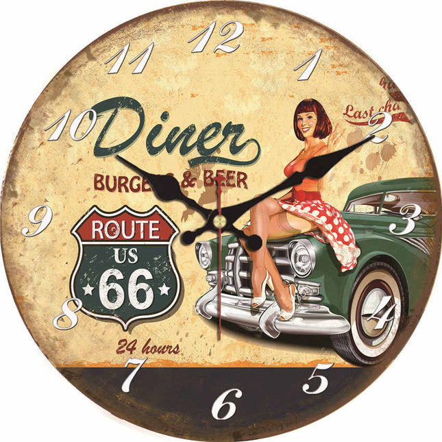 Amerikkalainen retro pin-up -seinäkello