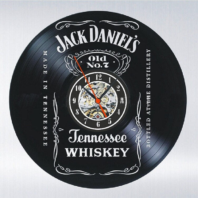 Jack Daniel's -logo vinyylilevy-seinäkello