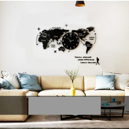 Hopeanvärinen maailmankartta seinäkello mantereilla