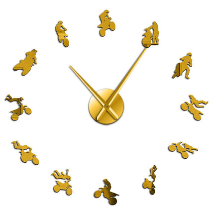 Suuri moottoripyörä seinäkello tarroilla