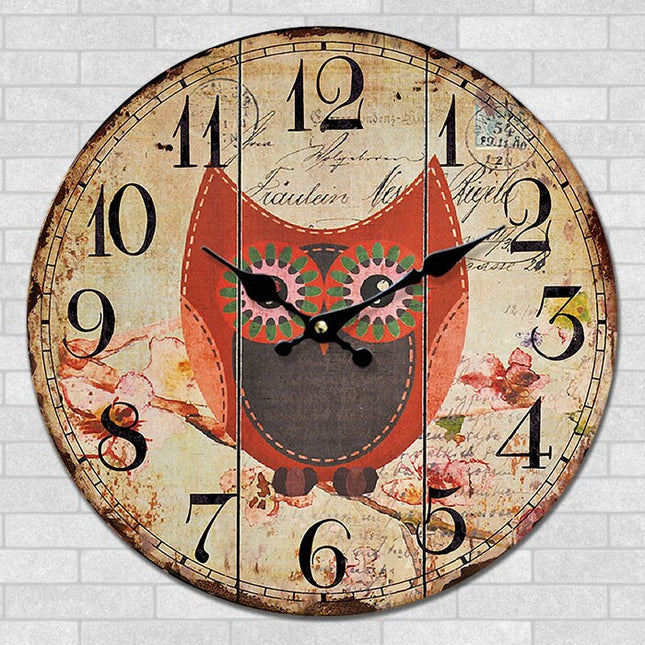 Vintage-tyylinen pöllö seinäkello lapsille