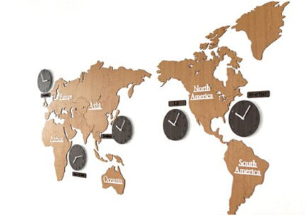 Maailmankartta seinäkello usealla aikavyöhykkeellä