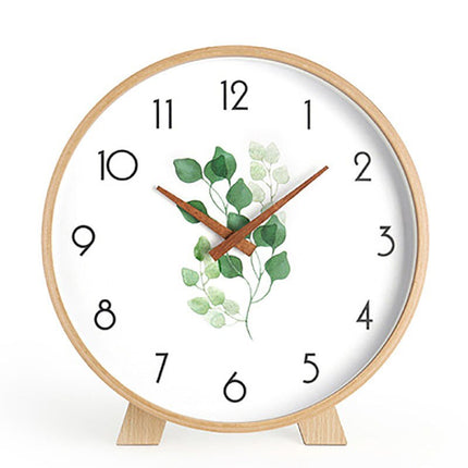 Minimalistinen pyöreä pöytäkello puukehyksellä