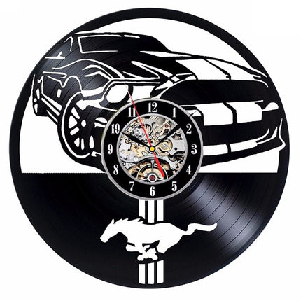 Mustang-auto vinyylilevy seinäkello